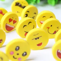 Nuevo precioso gracioso sonrisa cara borrador borradores de la novedad para los niños Kawaii caucho goma de borrar