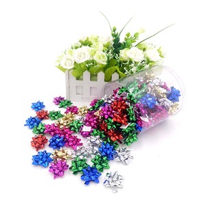 Noeud <span class=keywords><strong>étoile</strong></span> miniature décoratif en ruban métallique pour emballage cadeau, décoration, artisanat - Product Image 3