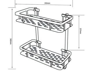 钻孔安装空间铝制 <span class=keywords><strong>2</strong></span> 层方形搁板浴室储物架 - Product Image 3