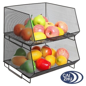 Có Thể Xếp Chồng Kim Loại Dây Lưới Giỏ Trái Cây Nhà Bếp Giá Xếp Chồng Lưu Trữ Bin Văn Phòng Tập Tin Khay - Product Image 2