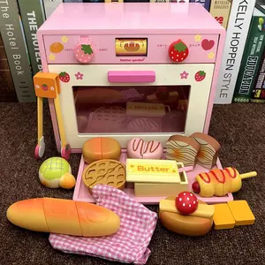Grosir Kualitas Tinggi Klasik Permainan Anak Kayu Oven Pemotong Roti Dapur Mainan
