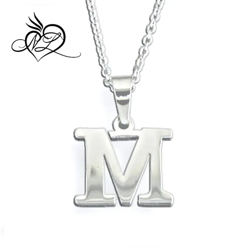 Edelstahl Silber Alphabet Buchstabe M CZ White Diamond Initial Charm Anhänger