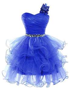 2025年 ショートプロムドレス ビーズ装飾 パフスリーブ ワンショルダー ホームカミング ページェント フォーマル イブニング ボールガウン - Product Image 2