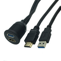 USB 3,0 HD AUX Extensión 1M Cable de tablero de montaje empotrado impermeable para coches 12V Dispositivos de computadora Trenza de cobre puro Stock