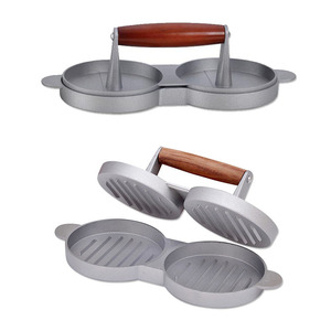 Prensatelas a presión para <span class=keywords><strong>hamburguesas</strong></span>, Material <span class=keywords><strong>de</strong></span> aluminio, con doble orificio, con mango <span class=keywords><strong>de</strong></span> madera, proveedores <span class=keywords><strong>de</strong></span> China - Product Image 6