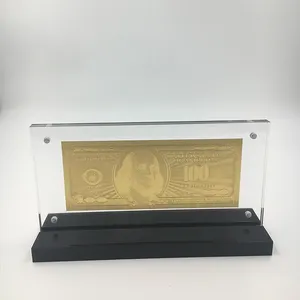 America 100 US Dollar Pure Gold banknote with nice frame for bank gifts
