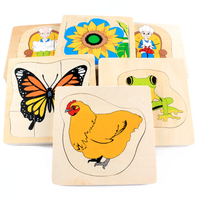 Jouet éducatif en bois créatif, puzzle multicouche, puzzle cognitif, poulet en croissance, jouet éducatif en bois, jouets d'imitation d'œufs