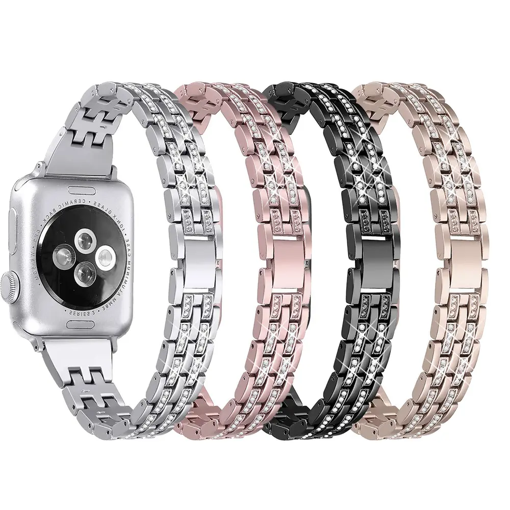 Tschick Bling Womens Voor Apple Watch Band, Polsband Vervanging Strass Jurk Roestvrij Staal Band Armband Serie 4 3 2 1