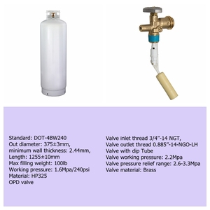 DOT4BW 100 Pounds lpg Gas Cylinder/lpg Gas Tank/lpg Gas Bottle
