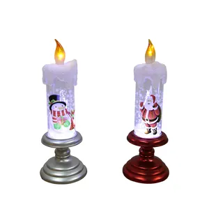 Lampu Lilin Natal Cair Glitter, Cahaya Lilin Glitter Dioperasikan Baterai, Lilin Led Berubah Warna dengan Glitter Berputar