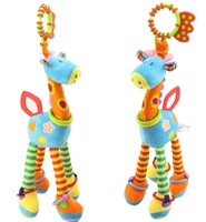 Jouet suspendu pour bébé mignon, modèle girafe, hochet, anneau de son, jouet en peluche multifonctionnel pour poussette