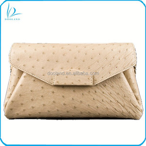 लक्जरी डिजाइनर वास्तविक शुतुरमुर्ग चमड़े देवियों क्लच बैग - Product Image 1