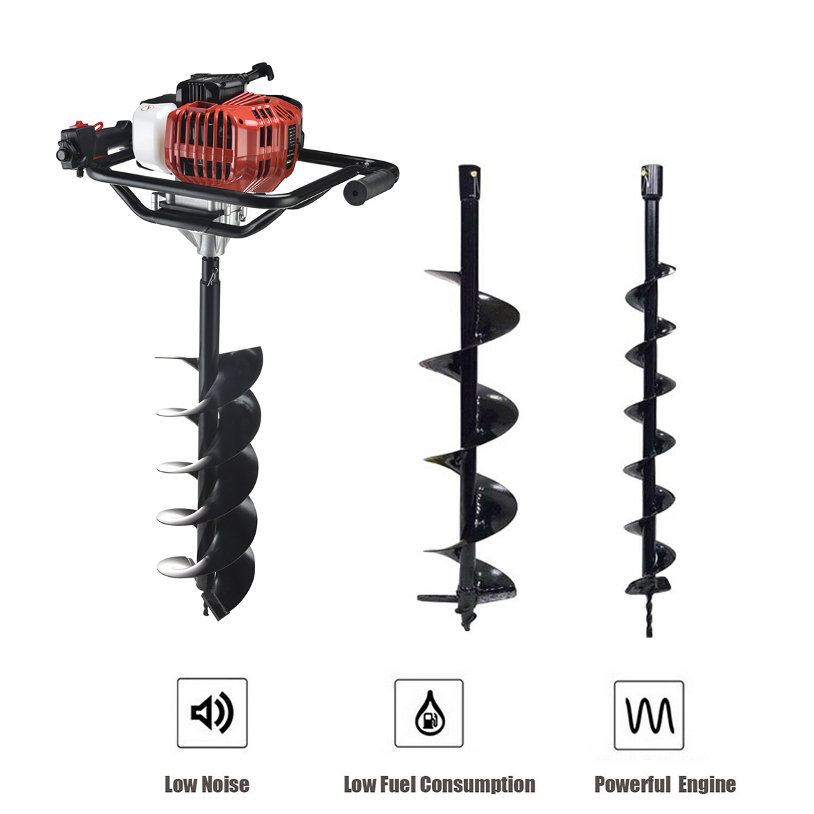 Низкий минимальный заказ, землеройный копатель с отверстиями 52cc, бензиновый землеройный шнек 2-strlke, машина для посадки деревьев