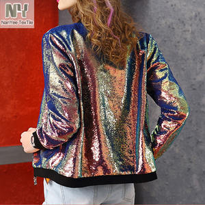 Nanyee textil cobre Color iridiscente Micro chaqueta de lentejuelas de tela - Product Image 2