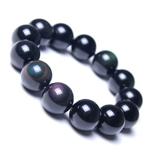 Nero naturale di ossidiana pietra Apache <span class=keywords><strong>lacrime</strong></span> smalto vulcanico perline amuleto braccialetto di perline per donna uomo esorcizzare spiriti maligni - Product Image 1
