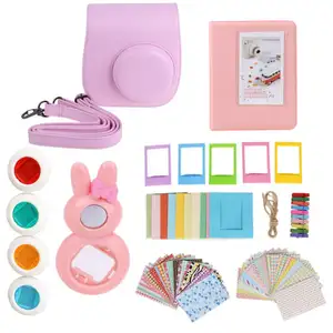 Miễn Phí Tàu 7 Trong 1 Bộ Phim Ngay Lập Tức Phụ Kiện Máy Ảnh Bó Cho Fujifilm Instax Mini 8 Trường Hợp Sticker Album Ống Kính Khung bộ Lọc Dây Đeo