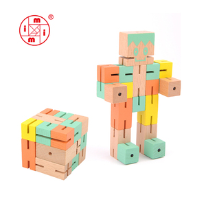 Intellectual Development Stacking Puzzle Creative Games 3D Wood Foldable Magic Cube Toys Robot Puzzle - Product Image 1