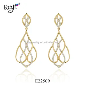 Royi 2019 האחרון עיצובים של זהב עגילי 925 סטרלינג תכשיטי כסף כפול עין Drop עגילים סיטונאי