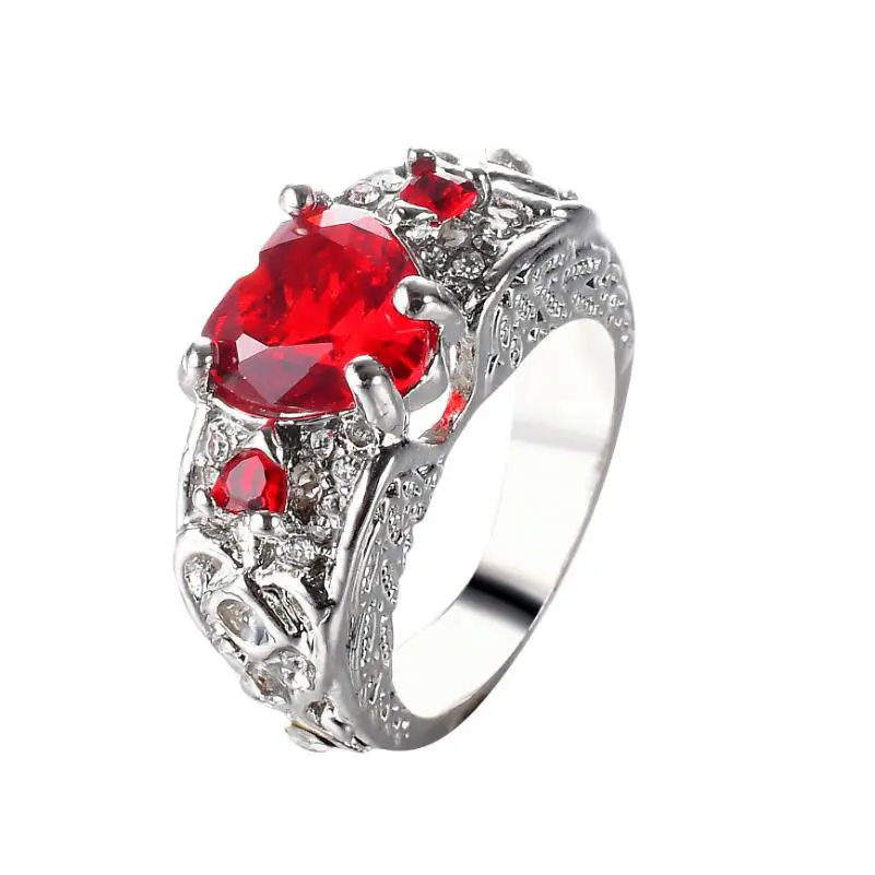 New Hot Selling Princess Ring Heart Shaped Ruby Engagement Ring