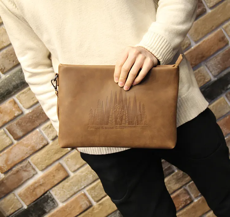 vintage leather clutch bag for men