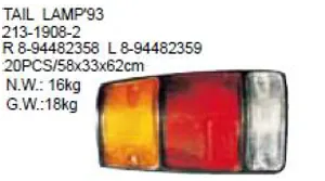 Luz traseira automotiva, luz traseira de carro 213-1908-2 oem 8-94482358/2359 para ismausb tfr 42 '92-97