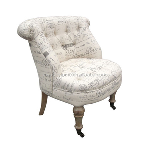 Bouton français salon peu lin tissu chaise - Product Image 1
