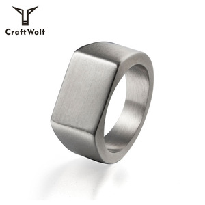 Craft Wolf Tên Biểu Tượng Tùy Chỉnh Đồ Trang Sức Vàng Bạc Titan Tối Giản Vuông 316L Thép Không Gỉ Nhẫn Vuông Cho Nam Giới Phụ Nữ - Product Image 2