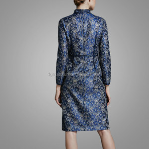 Nuevo estilo de invierno mujer manga larga <span class=keywords><strong>vestido</strong></span> de jacquard elegante <span class=keywords><strong>oficina</strong></span> <span class=keywords><strong>vestido</strong></span> de las mujeres de estilo europeo - Product Image 2