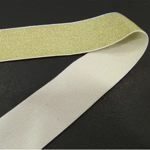 customized gold shiny glitter elastic band webbing elastic tape glitter for underwear pants shoes