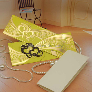 Sản Xuất Tại Trung Quốc Bán Buôn Lời Mời Gỗ In Ấn Giấy Với Vàng Stamping Wedding Card - Product Image 4