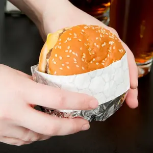 Restaurante logotipo personalizado impreso de papel de aluminio de comida rápida de papel de embalaje para burger papel de envolver