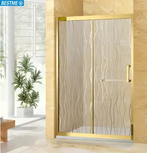 新的淋浴房金框滑动开放式淋浴门与石头托盘