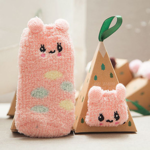 Triangle Box Packing Animal Warm <strong>Fluffy</strong> <strong>Socks</strong> for <strong>Ladies</strong> and Children - Product Image 1