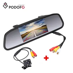 Podofo 4.3 ''Màn Hình Gương Chiếu Hậu Ô Tô + Camera Chiếu Hậu Hệ Thống Đỗ Xe Chống Nước