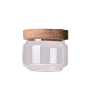 Glass Airtight Size Custom Borosilicate Glass Storage Jar with Wooden Lid