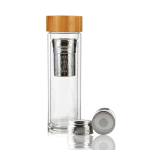 Infuseur à thé en verre avec Double paroi, 500ML, bambou, bouteille avec passoire - Product Image 2