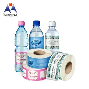 Minsda özel özel su şişe etiketleri maden suyu etiket baskı su şişesi yapışkan çıkartmalar