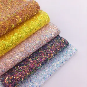 Mewah Chunky Glitter Kulit Elastis Dukungan untuk Tas Sepatu Busur Bahan Kain