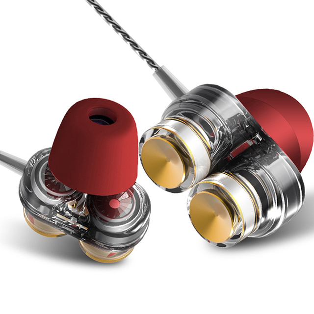 QKZ KD7 Dual Driver HIFI Sport Bass Earphone With Mic