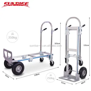 Chariot à main télescopique pliable et multifonction, certifié CE, en Aluminium