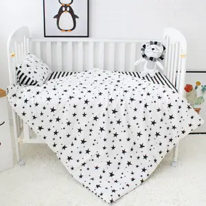 定制新生儿婴儿床幼儿园男孩女孩睡眠床单盖3件套棉织物与婴儿床上用品拉链