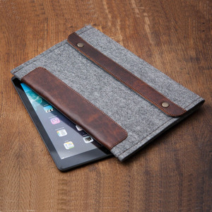 按钮关闭简洁风格皮革毛毡笔记本公文包包/袖子/案例 - Product Image 6