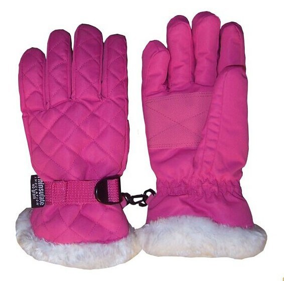 Filles. 3m thinsulate gant de skiimperméable matelassée avec fausse fourrure trim