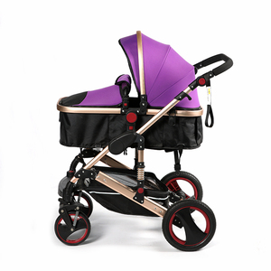 Poussette de luxe en alliage d'aluminium doré / Poussette vélo pour mère et bébé / Poussette 3 en 1 - Product Image 1