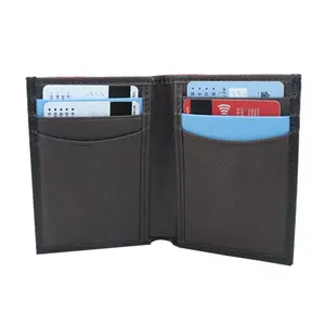 ISO BSCI factory wholesale customized bifold card leather wallet men supplier high quality RFID business leather card holder