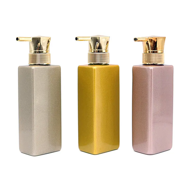 300 ml 500 ml 700 ml di plastica PET lozione bottiglie/luxury golden shampoo liquido dispenser/Fantasia cosmetico piazza a forma di bottiglia