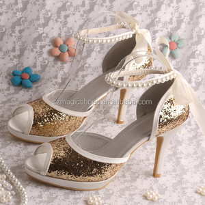 glitter dorato brasiliano <span class=keywords><strong>sandali</strong></span> <span class=keywords><strong>tacco</strong></span> alto - Product Image 1