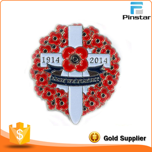 En gros Personnalisé Rouge Du Jour Du Souvenir Métal Pavot Badge - Product Image 4