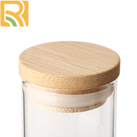 Pot en verre de qualité alimentaire avec couvercle en bambou, petite capacité, conteneur de stockage alimentaire portable en verre – Offre Spéciale