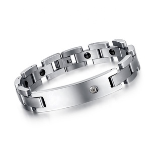 Braccialetto magnetico dell'ematite degli uomini di colore argento dell'acciaio inossidabile 316L all'ingrosso della fabbrica di Guangzhou - Product Image 4